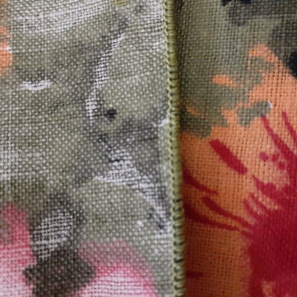 VTG 100% Cotton Napkins Bright Floral  14" Square 4 pc Avocado Green - Picture 4 of 7